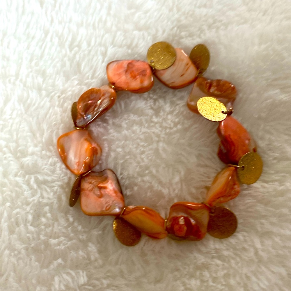 Orange gold elastic bracelet